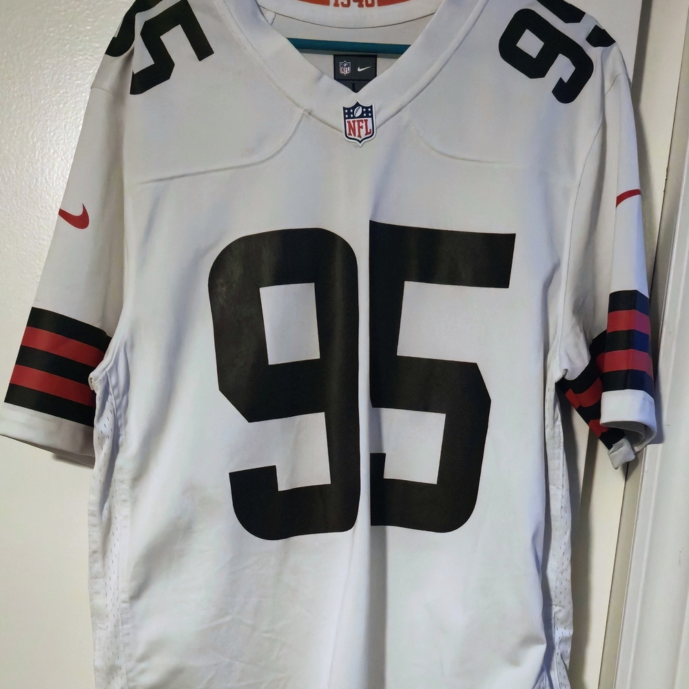 Nike White, Orange, Brown Myles Garrett Jersey Nwot